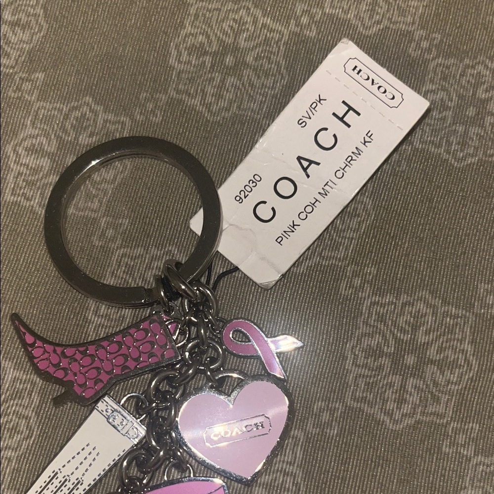 💋SOLD💋Coach Breast Cancer Awareness pink and White Charm Key Holder - Picture 3 of 4